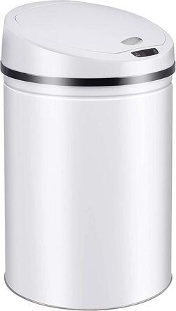 Сміттєве відро Ribelli з датчиком - автоматичне відкривання/закривання, Klemmring для пакетів, знімний кришка, LED-індикатор (30 л, білий/оптимальний для саду)