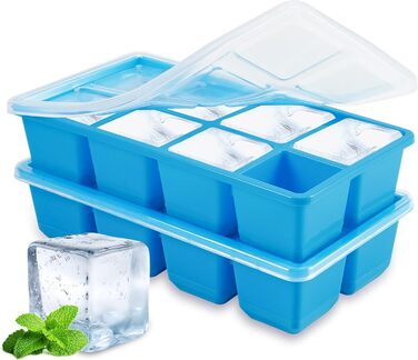 Форми для льоду JRISBO з кришкою, 2 шт., XL, 4,5 см, BPA-Free, силікон, великі кубики льоду для коктейлів, віскі, кави