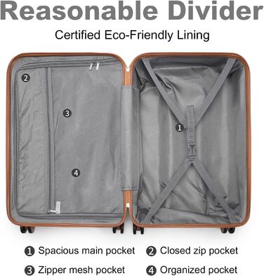 Чемодан British Traveller Hartschalenkoffer Groß, 74.5 x 49 x 30.5 см, з ABS + PC, TSA-замок, 4 колеса, для подорожей та бізнесу (Крем, M)