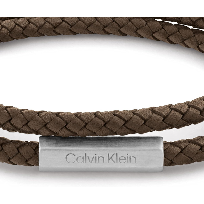 Браслет шкіряний чоловічий Calvin Klein LATCH (коричневий) подвійний оберт