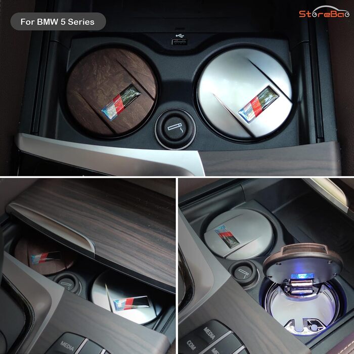 Автомобільний попільничка для BMW 1/3/5/7 серії та X1/X3/X5/X6 з LED підсвіткою та кришкою (карбон)