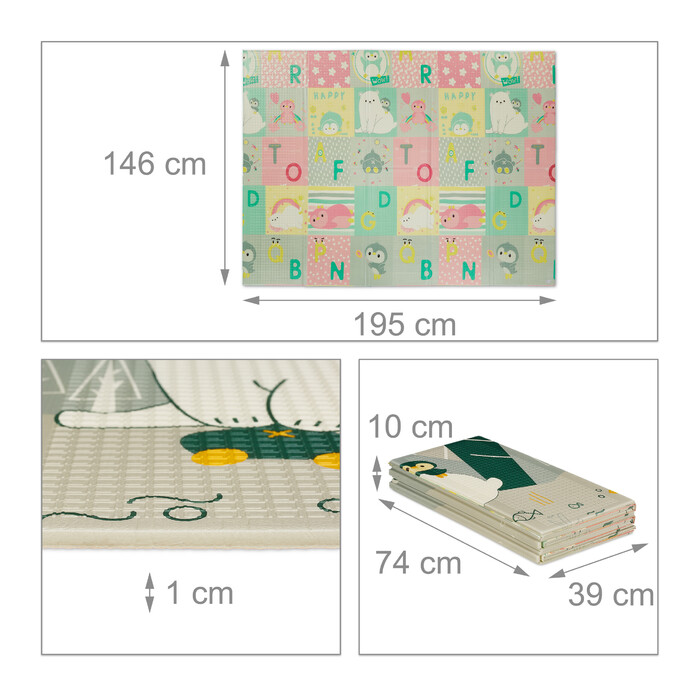 Relaxdays Foldable Play Mat with Animal Motifs