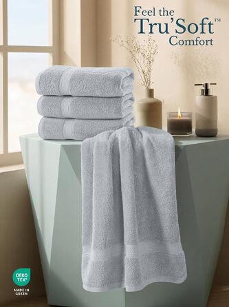 Набір банних рушників Utopia Towels (4 шт.), 69 x 137 см, 100% бавовна, гігроскопічні м'які рушники для душу з петлею для підвішування, колір: світло-сірий