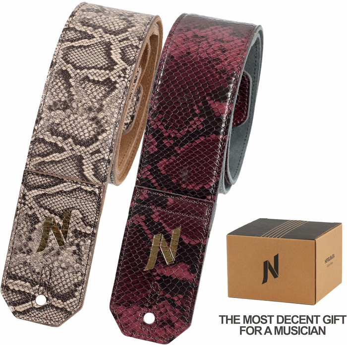 Шкіряний гітарний ремінь Nefelibata 2.3' з повним тисненням, м'яка підкладка, для бас-, електро- та акустичної гітари (Sahara Yellow Embossed) - колір Sahara Yellow (сірий)