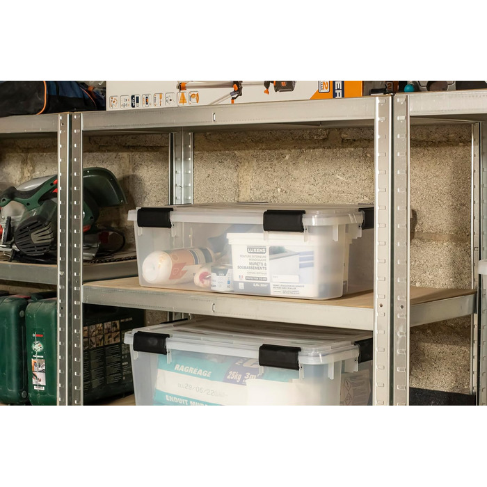 Iris Ohyama Airtight Plastic Storage Boxes with Lids, 50L, Set of 4, Hermetic Waterproof Seal, Robust Snap Closures, Stackable, Dustproof, BPA-Free, DDAT-L (Transparent, 30L x 6)