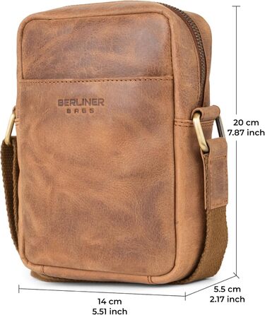 Чоловіча сумка через плече Berliner Bags Tom з натуральної шкіри, Camel, S