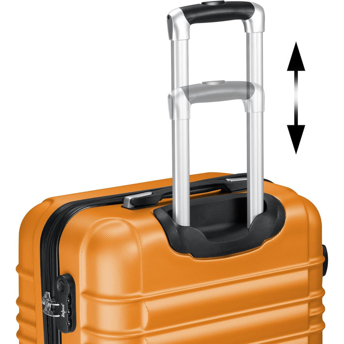 Набір валіз Zelsius 4 шт. Рожевий | ABS, з кодовим замком, 4 колеса, внутрішній роздільник | Ручна валіза, набір валіз, trolley, велика валіза (Помаранчевий)