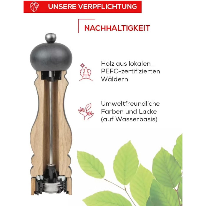 Набір для солі та перцю Peugeot Paris u'Select 18 см - 6 ступенів помелу, механізм Zirlion, дерев'яний (шоколад)