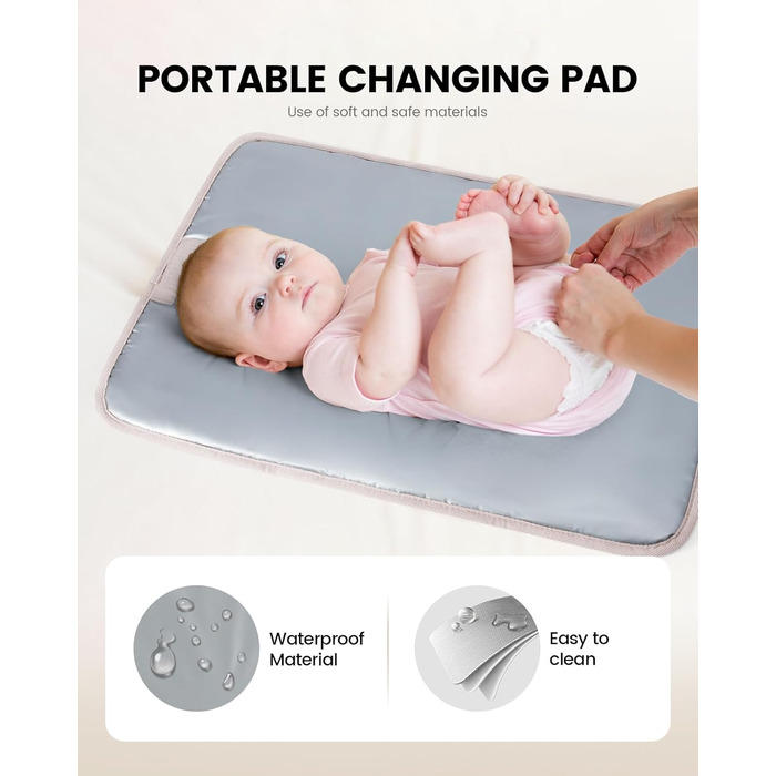 LOVEVOOK Рюкзак-переноска для мами та тата, рюкзак для підгузників з пеленальною підкладкою, сумісний з візком, великий, для подорожей, бежевий