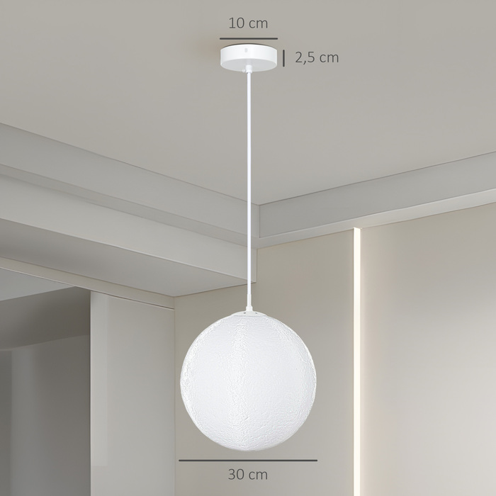 HOMCOM 3D Moon Pendant Lamp Hanging Light with APP Control, Music Moon Lamp Ceiling Lamp with CCT and RGB Color Changing for Kitchen, Dining Room, Cream White | Aosom