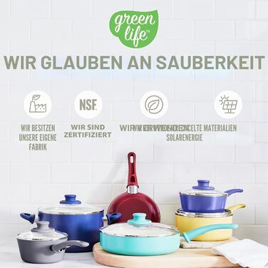 Набір керамічного посуду GreenLife Soft Grip (8 предметів), антипригарне покриття без PFAS, колір Cream