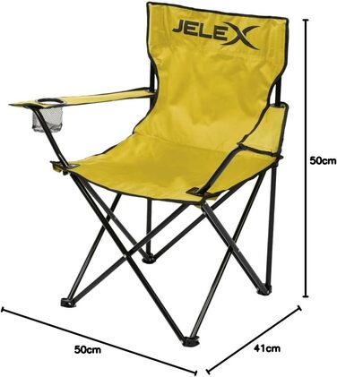 Крісло для кемпінгу JELEX Expedition з підлокотниками та тримачем для напоїв, жовте