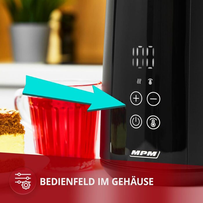 Електричний чайник MPM MCZ-120, 1.5L, з подвійними стінками, регулювання температури 40–100°C, нержавіюча сталь, 2200W, тихий, швидкий, сенсорне управління, легкий, елегантний, білий (чорний)