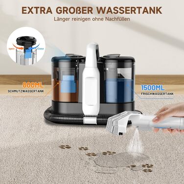 Апарат для чищення м'яких меблів та килимів | Миючий пилосос 18kPa | Для дому, авто та тварин