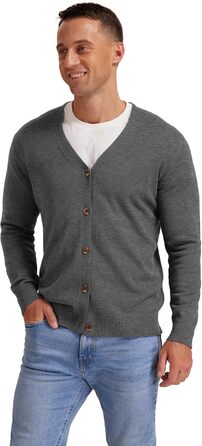 Чоловіча в'язана кофта NITAGUT з вінтажним смугастим дизайном, довгі рукави, V-подібний виріз, застібка на ґудзики, темно-сірий, розмір XL