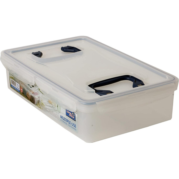 LocknLock PP CLASSIC Storage Box with Lid and Handles | 361 x 274 x 212 mm | 100% Airtight | Semi-Transparent Storage Container | Storage Container with Lid for Household Items (10 L)
