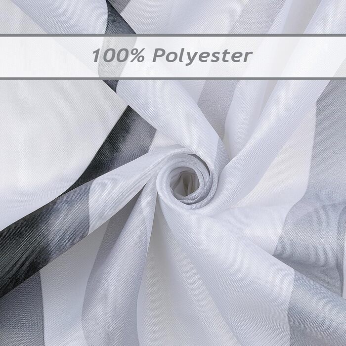 Шторка для душу Bonhause 180x180 см водонепроникна, антигрибкова, смугаста, поліестер, для ванної кімнати (1 шт., сіра)