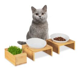 Набір котячих мисок Relaxdays і миска для котячої трави