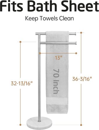 Підставка для рушників KES Gold, підлого типу, з нержавіючої сталі 18/8, з мамарморовою основою, BTH219-BZ, щітка, золота (2-х ярусна)