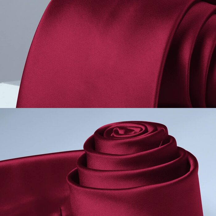 HISDERN Комплект краватки та нагрудного хустинки однотонний для весілля та свят, різні кольори, бургундський, універсальний розмір