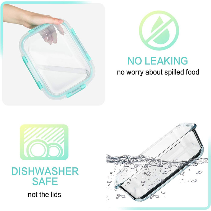 Набір скляних контейнерів для зберігання їжі MCIRCO 1040 мл (5 шт.) з герметичним силіконовим кільцем | Контейнери для їжі, Meal Prep