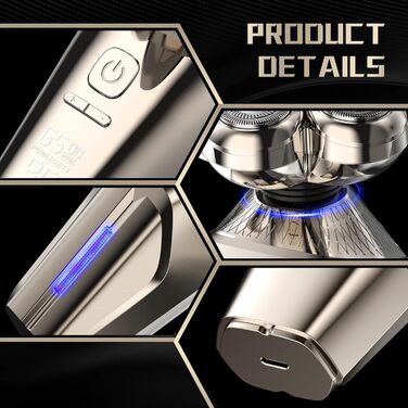 Електричний бритва для голови 5-в-1 для лисин, водонепроникний акумуляторний тример для голови, бороди, носа та обличчя - набір для догляду