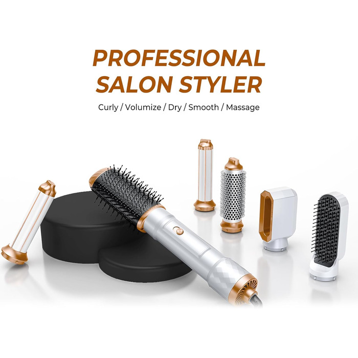 Набір для укладки волосся Pro Hairstyler 6 в 1: фен-щітка, локони, об'єм, сушка, випрямлення | Atopskins | 1000W