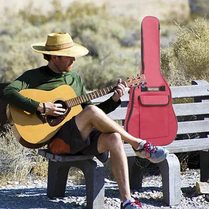 Водонепроникний гітарний кейс SUQ Oxford, 40/41 дюймів, з музичним принтом, нейлон, Gigbag для електро-, акустичної та концертної гітари, ударостійкий, 8 мм, водонепроникний (блакитний)