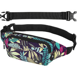 WATERFLY Поясна сумка на пояс для чоловіків та жінок: спортивна сумка через плече, сумка на стегно, поясна сумка Bum Hip Bag з регульованим ремінцем для подорожей, піших прогулянок, дресирування собак, активного відпочинку (кольорові листя)