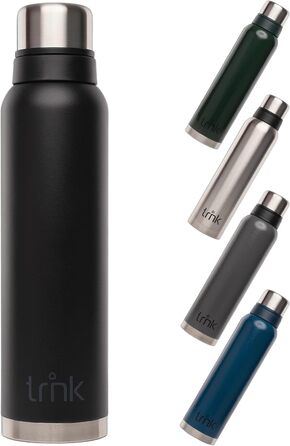 Термос Outdoor TRNK Polar 2 - 1600 мл, нержавіюча сталь, BPA-free, зберігає тепло 40 годин, з 2 чашками, для миття в посудомийній машині (лісовий зелений, матовий нічний чорний)