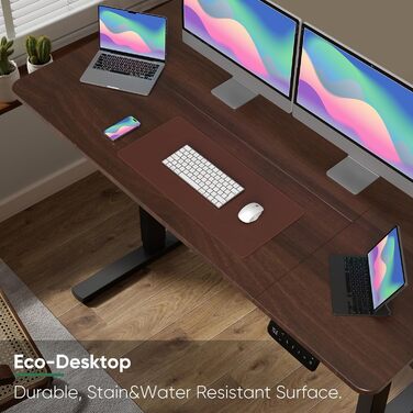 VOSATRON Electric Standing Desk 160x60cm - Height Adjustable Desk with Memory Control & Anti-Collision Technology, Wheels, Joining Board, Black Frame/Black Tabletop
