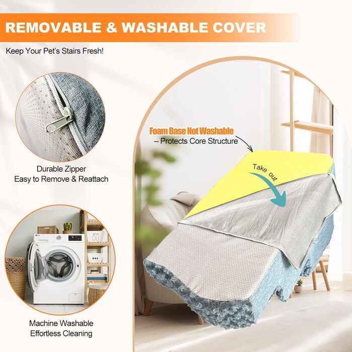 Сходинки для собак 3-ступеневі з будиночком для котів та пандусом для собак. Неслизькі сходи з високощільну піну для маленьких/середніх собак, легко чистяться