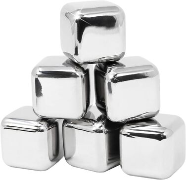 Набір для віскі Com-Four® з нержавіючої сталі: 12 кубиків льоду, мішечок та подарункова коробка. Багаторазові кубики льоду для віскі, джину, тоніку та коньяку