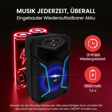 Портативна Bluetooth колонка Pyle 1680 Вт з мікрофоном, колесами та LED-підсвіткою для караоке та вечірок