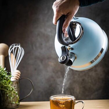 Чайник Kinghoff 1.8L з нержавіючої сталі, Induktion, з свистком, матовий синій, KH-1857