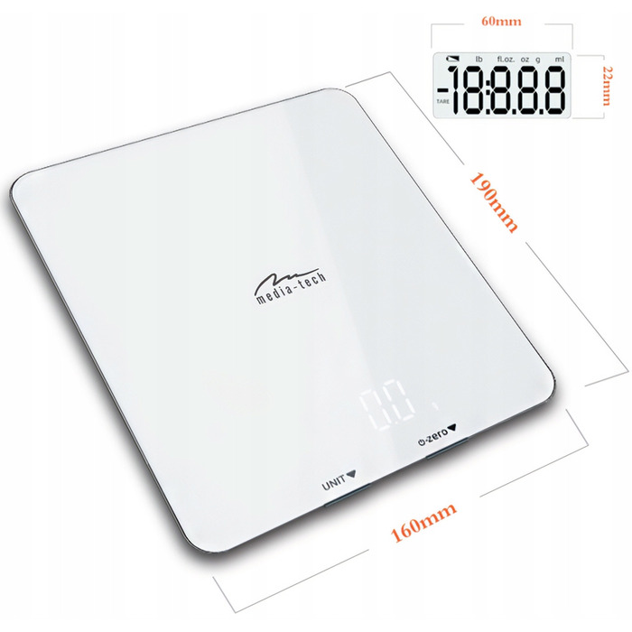 Кухонні ваги Media-tech Smart Diet Scale, сріблястий/сірий, 5 кг
