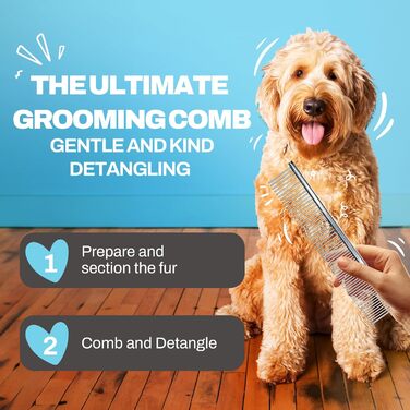 Металевий гребінь для собак з довгим та середнім хутром, для пуделів, голдендудлів та лабрадудлів, ідеальний подарунок для собаки