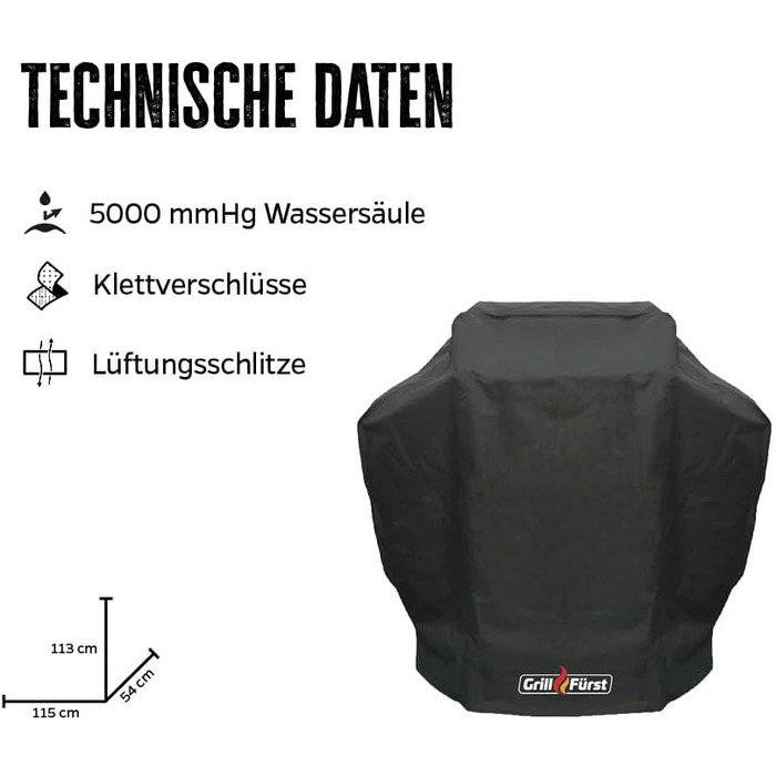 Чохол для гриля Grillfürst G210, водонепроникний, 115x54x113 см, міцний, для газового гриля