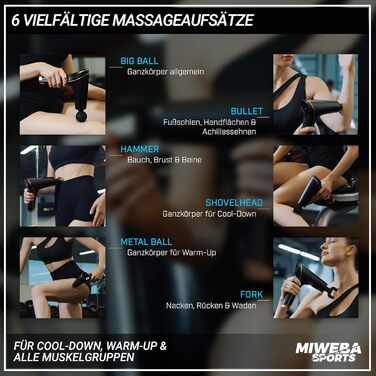 Масажер для м'язів Miweba Sports MM200 | Масажна пістолета з LCD-дисплеєм та 6 насадками