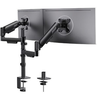 Кріплення для монітора ErGear 2 монітори, вертикальне, чорне, VESA 75x75/100x100mm, до 9кг