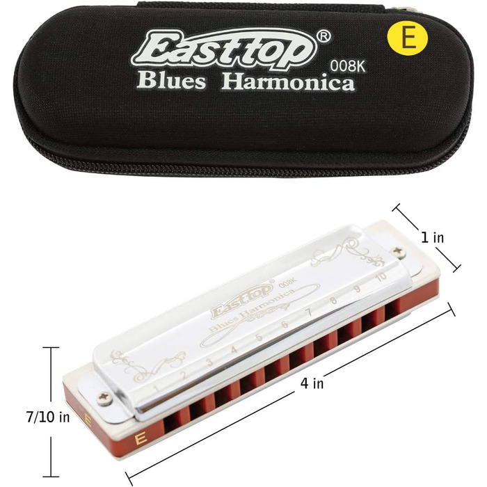 Гармоніка блюз East Top Diatonic 008K (E) - 10 отворів, 20 тонів, для дорослих, професіоналів та студентів