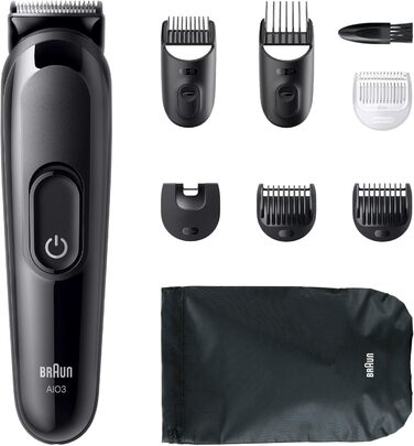 Braun Multigroom Series 3 AIO3545 – Триммер 8-в-1 для бороди, волосся та тіла, чорний