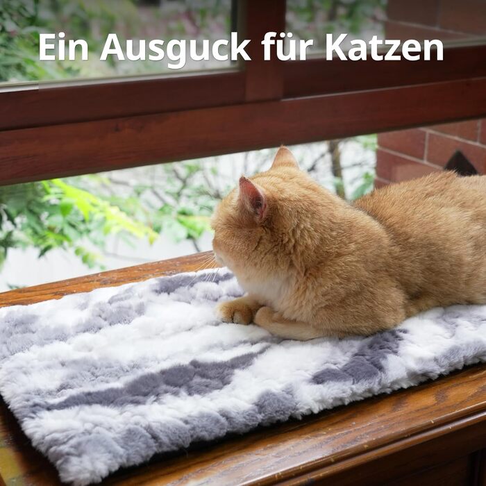 Самогріюча лежанка для котів на підвіконня, 90x28 см, м'який знімний чохол, сіра