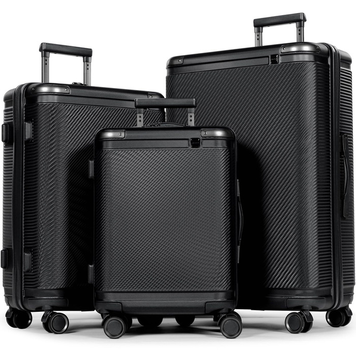Набір валіз Tavoxda 3 шт., жорсткий корпус, TSA-замок, телескопічна ручка, чорний колір