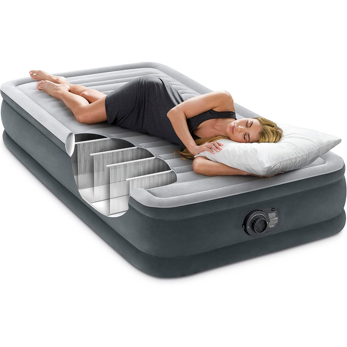 Надувний матрац Intex Twin Comfort-Plush Fiber-Tech RP 99x191x33 см (67766ND) - односпальний, для дому та відпочинку