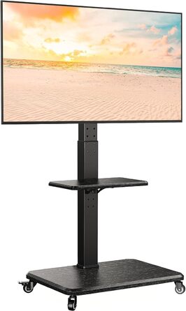 Підставка для телевізора Perlegear на колесах, 32-75 дюймів, до 50 кг, регульована висота, поворотна, нахилена, з підсвічуванням, VESA 600x400mm, PGTVMC27