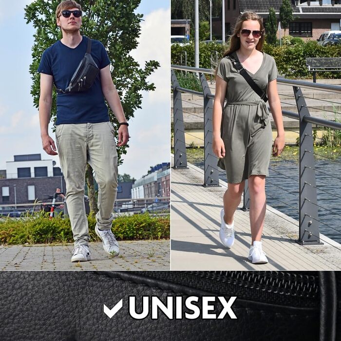 Чоловіча/жіноча поясна сумка Volmer Palma з натуральної шкіри, чорна, регульований ремінь до 130 см