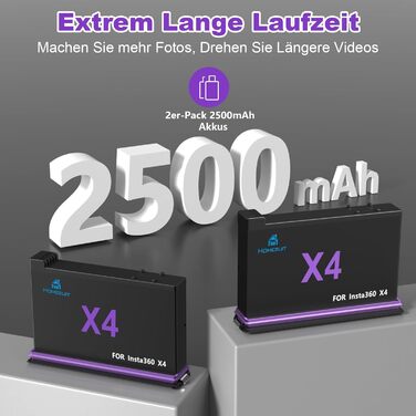 Акумулятор Insta360 X5 2 шт. + LED зарядний пристрій (2850mAh) + Micro SD картридер - комплект для Insta360 X5