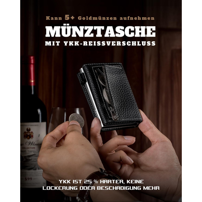 Портмоне DODENSHA® MagSnap для чоловіків з RFID захистом та відділенням для AirTag® I Кредитниця для 10+ карток I Портмоне з монетницею I (Чорний)