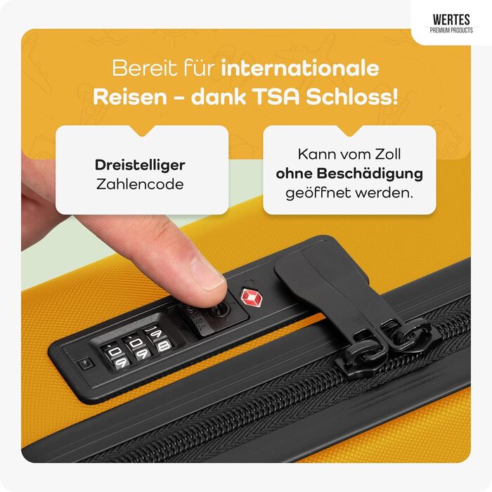 Чемодан великий 100L з TSA замком, жорсткий корпус, подвійні колеса, валіза на колесах (77см, гірчичний)